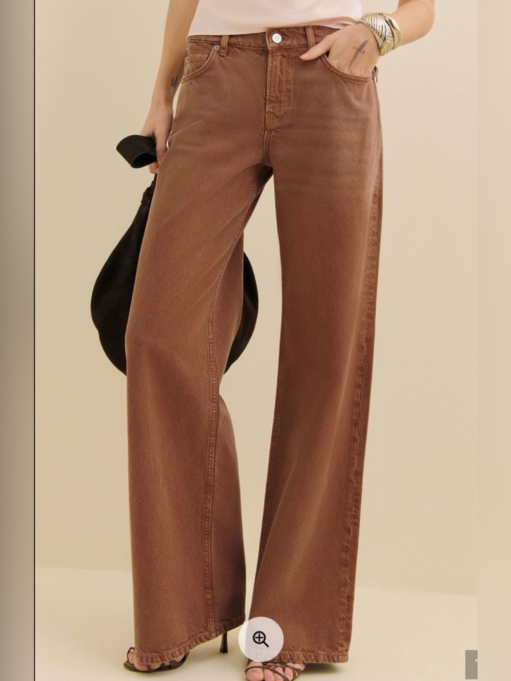 Reformation Cary  low rise slouchy wide leg sun faded mink